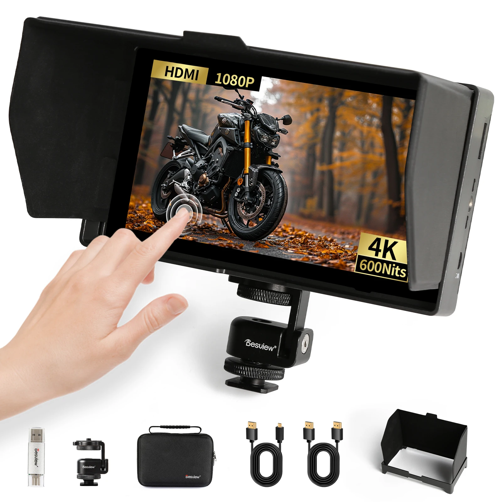 Desview A5 Camera Field Monitor, 5.5 Inch 1920x1080 4K HDMI Touch Screen Camera Monitor Full HD with 3D Lut for DSLR Camera