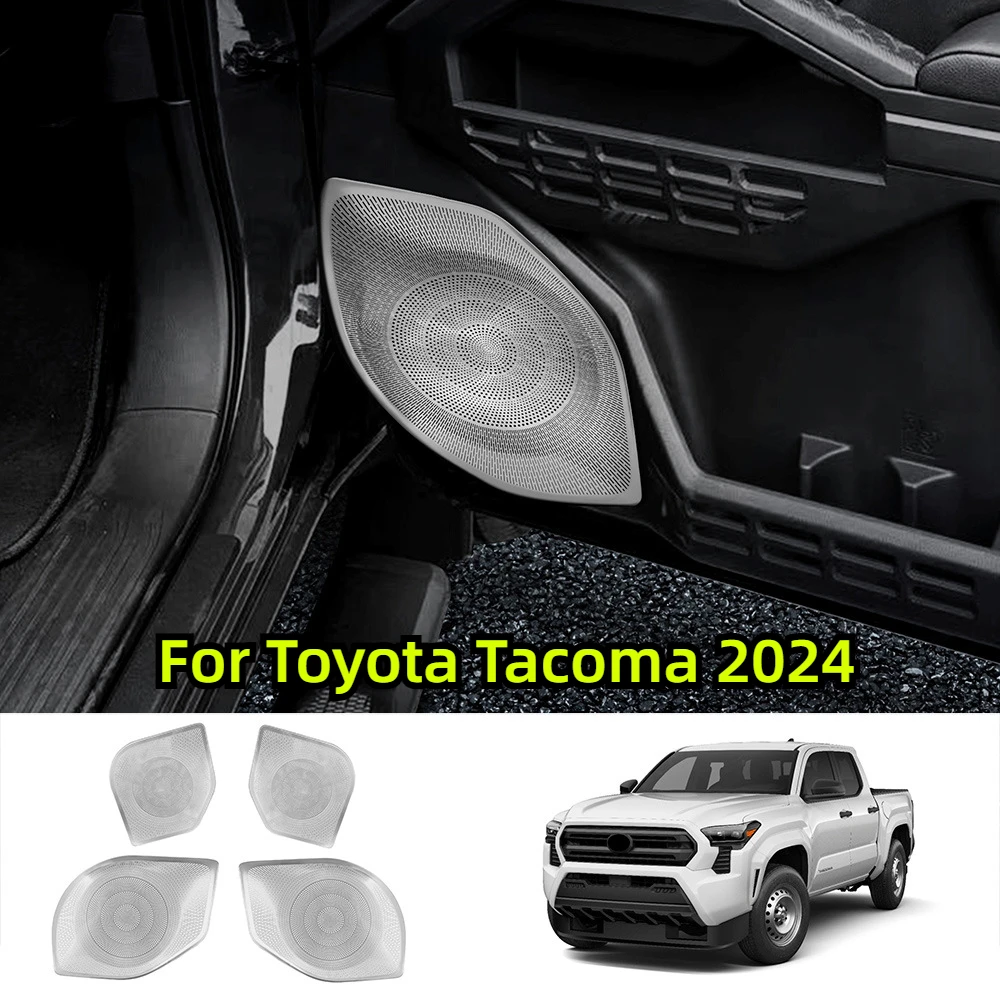 Fit For Toyota Tacoma 2024 Car Stainless Steel Door Sound Speaker Horn Panel Trims Audio Loudspeaker Cover Black 4Pcs