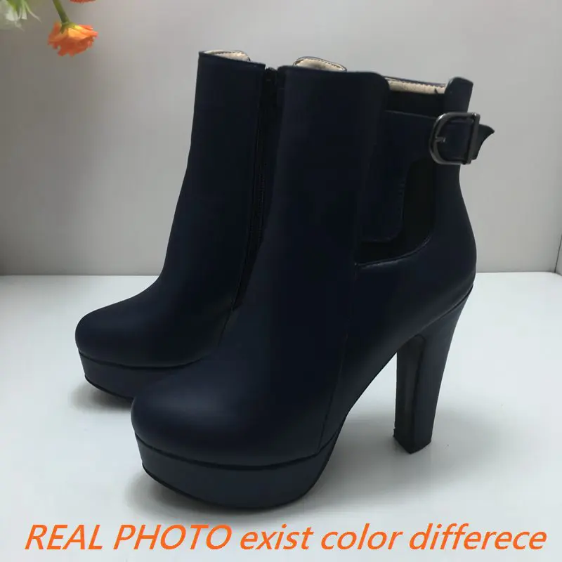 

Брендовые женские ботильоны ORCHALISA с круглым носком на блочном каблуке 12 см, платформа 2,5 см, большой размер 48 49 50, пикантные вечерние ботинки