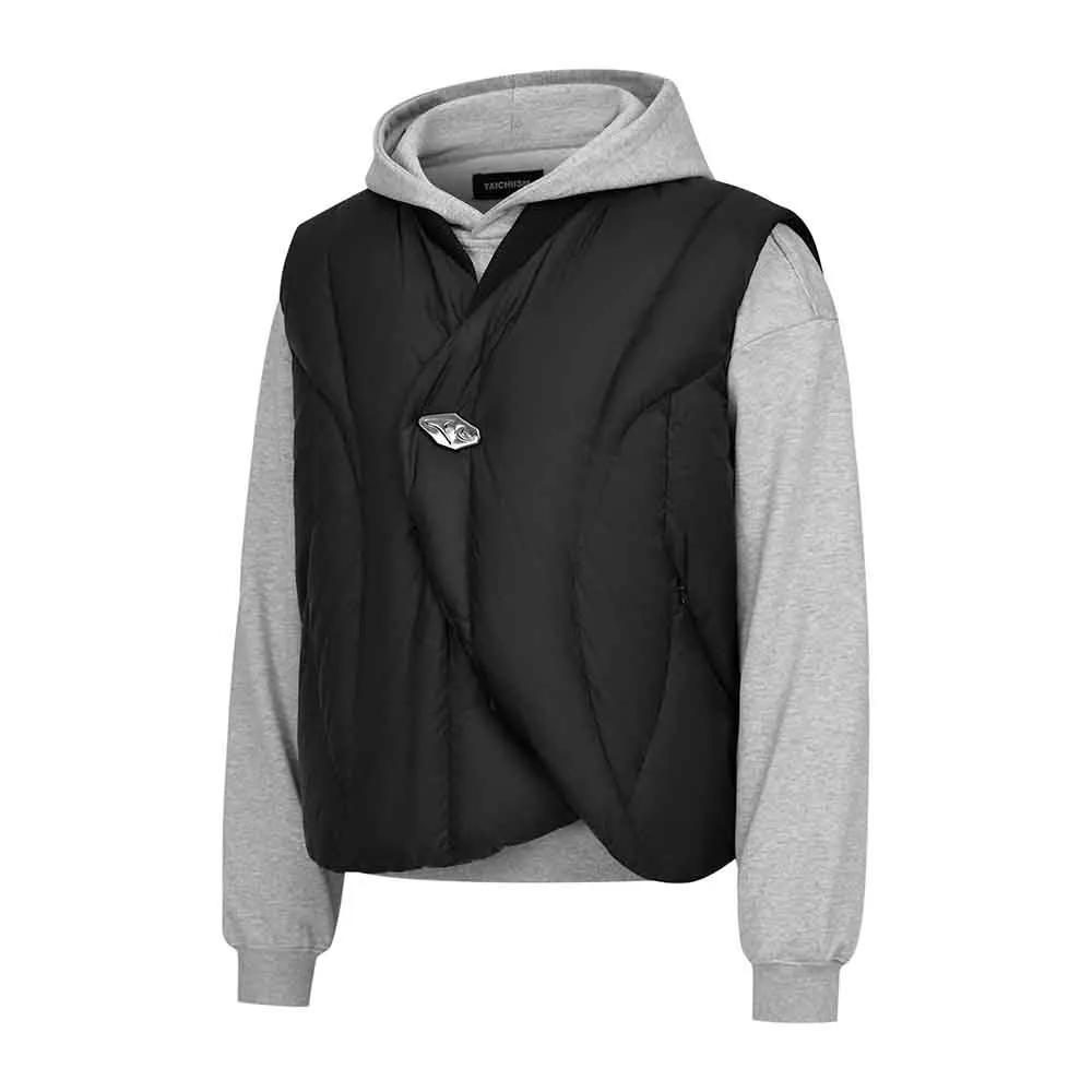 

Mens Autumn Spiral Texture Warm Vest Fashion Youth Daily Outdoor Versatile Imitation Silk Cotton Vest Men'S Clothing 2025 New