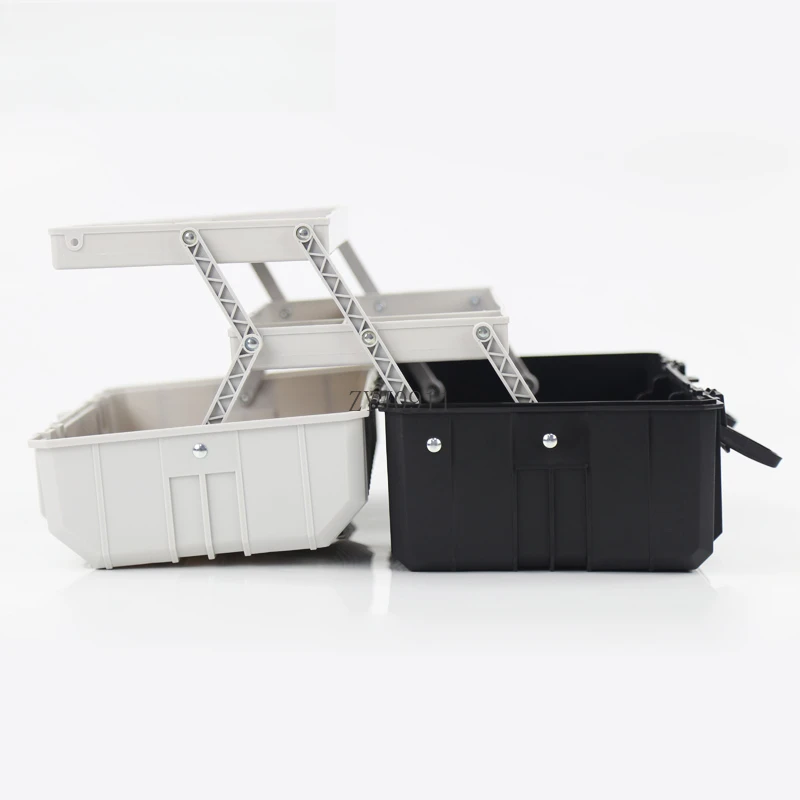 Three-layer plastic toolbox, large household storage box, portable car toolbox.