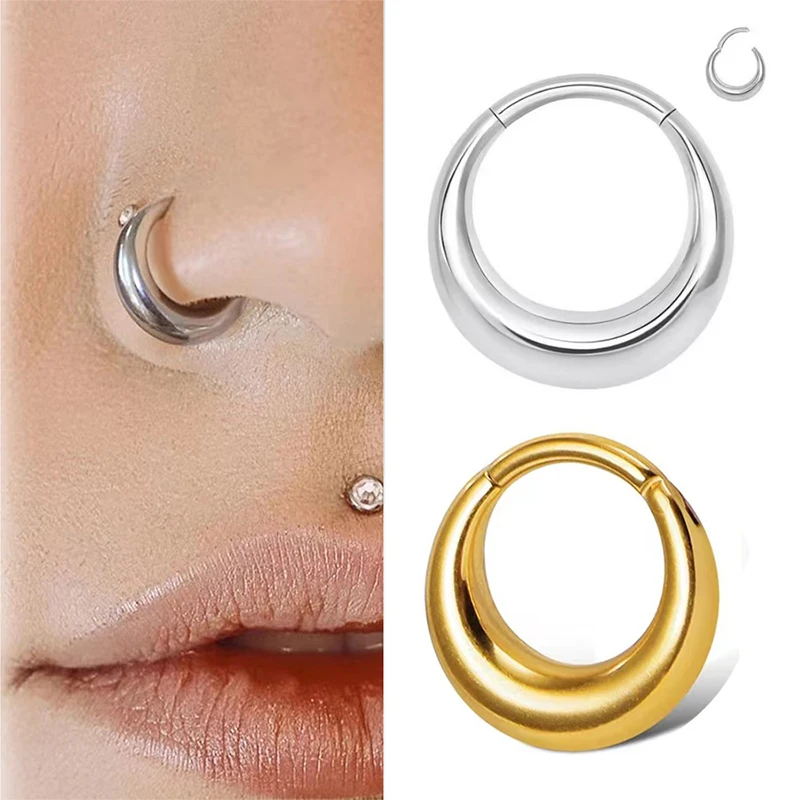 

1PC G23 Titanium Piercing Nose Ring Hinged Hoop Ellipse Earring Clicker Nose Septum Helix Cartilage Tragus Ring Piercing Jewelry