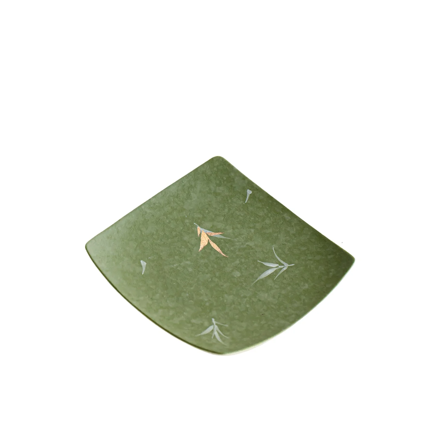 Chinese Style Orange Green Ceramic Coaster Hand Painted Bamboo Leaf Tea Saucer Anti Scald Heat Resistant Cup Mat Exquisite Dish