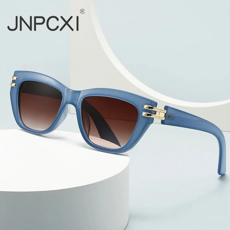 JNPCXI New Punk Square Sunglasses Women for Men Luxury Brand Designer Sun Glasses Vintage Popular Frame Metal Rivet Shades