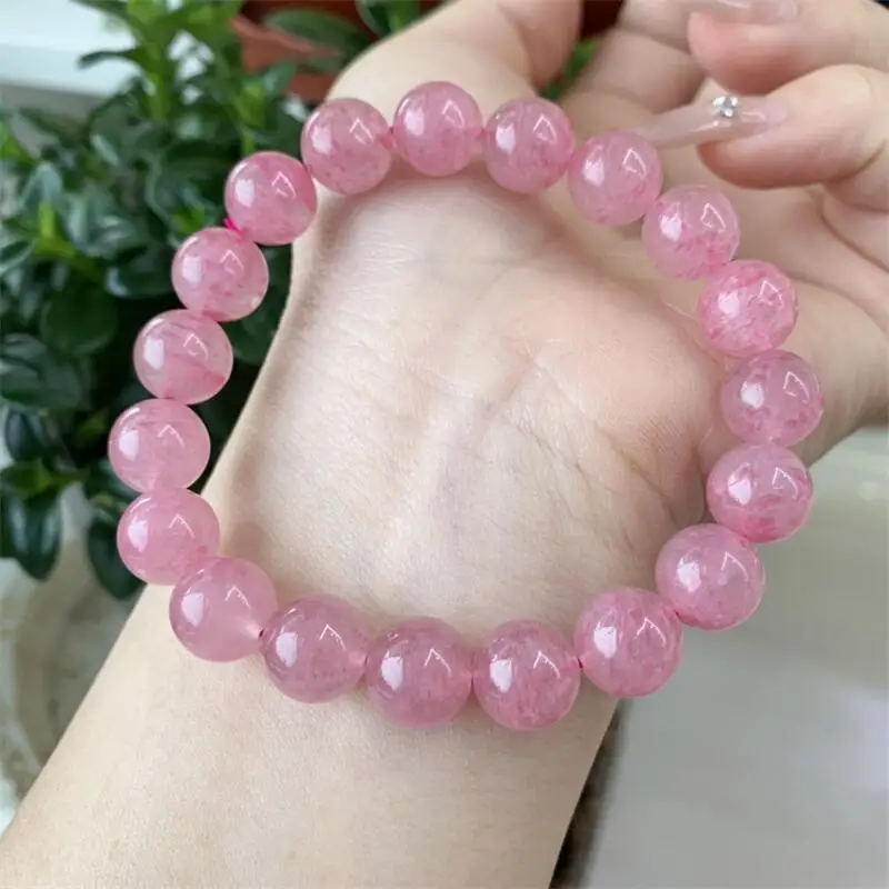 

Natural Clear Rhodonite Quartz Bead Bracelet Healing Reiki Crystal Man Woman Fengshui Jewelry Birthday Gift 1pcs 8/10/12MM