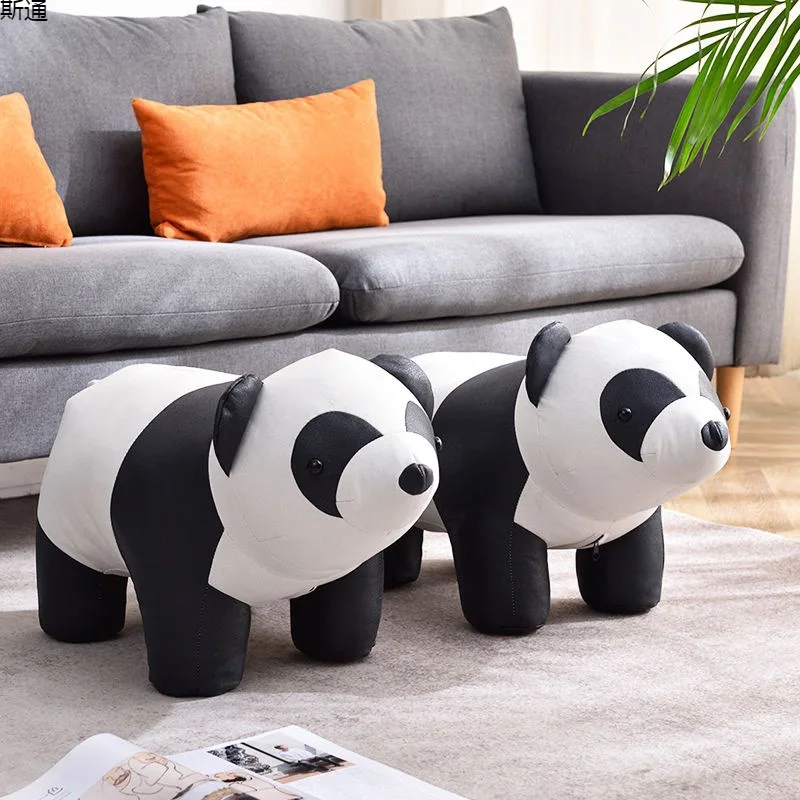 

Panda Cartoon Animal Seat Solid Wood Small Stool Household Living Room Creative Children's Low Stool