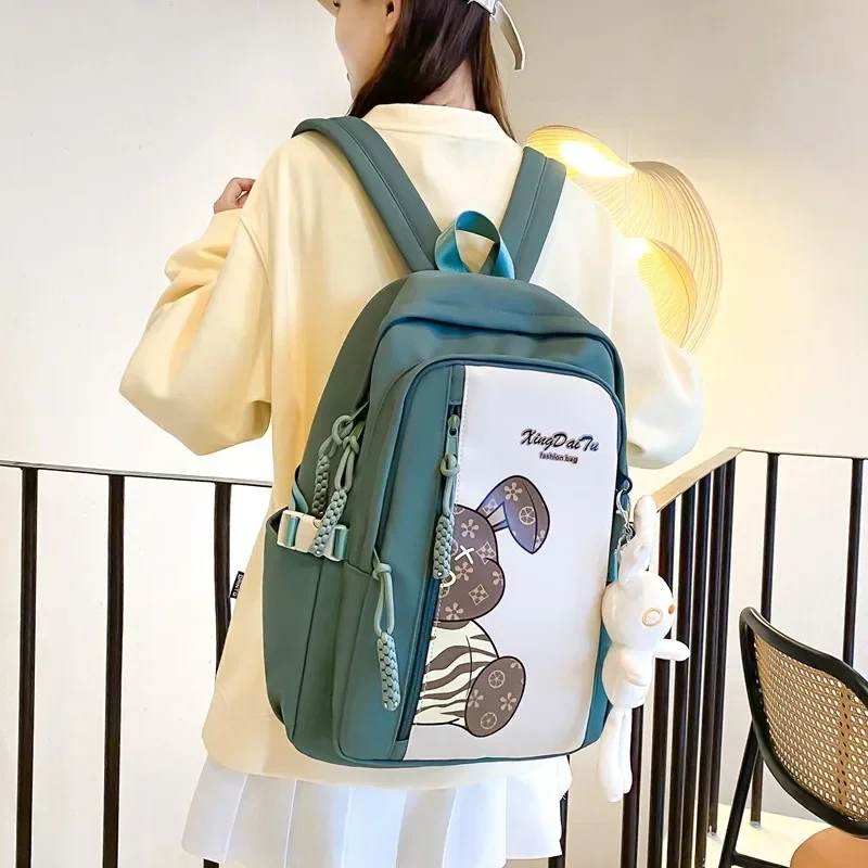 Cartable de style collège de loisirs pour filles, sac à dos étudiant coréen, cartable léger de dessin animé mignon, grande capacité, nouvelle mode