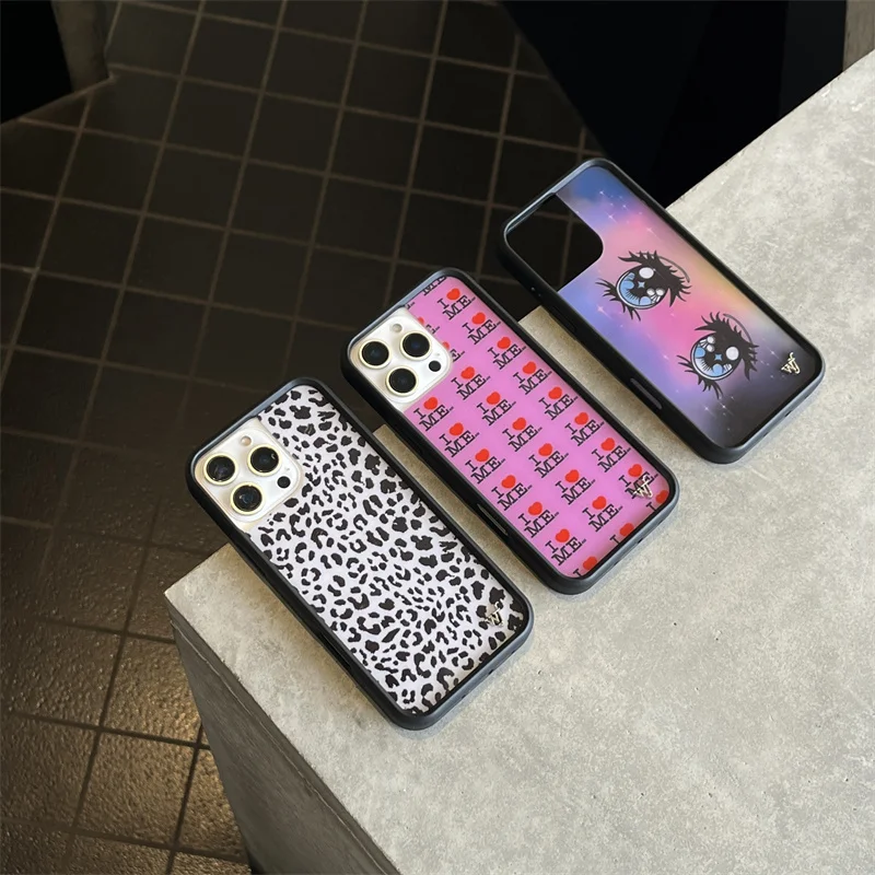 

Wildflower Ashley L Love Me Phone Case For iPhone 13 14 15 16 12 Pro Max Plus 17 Pro Max WF Big Eyes Snow Leopard Cover Funda