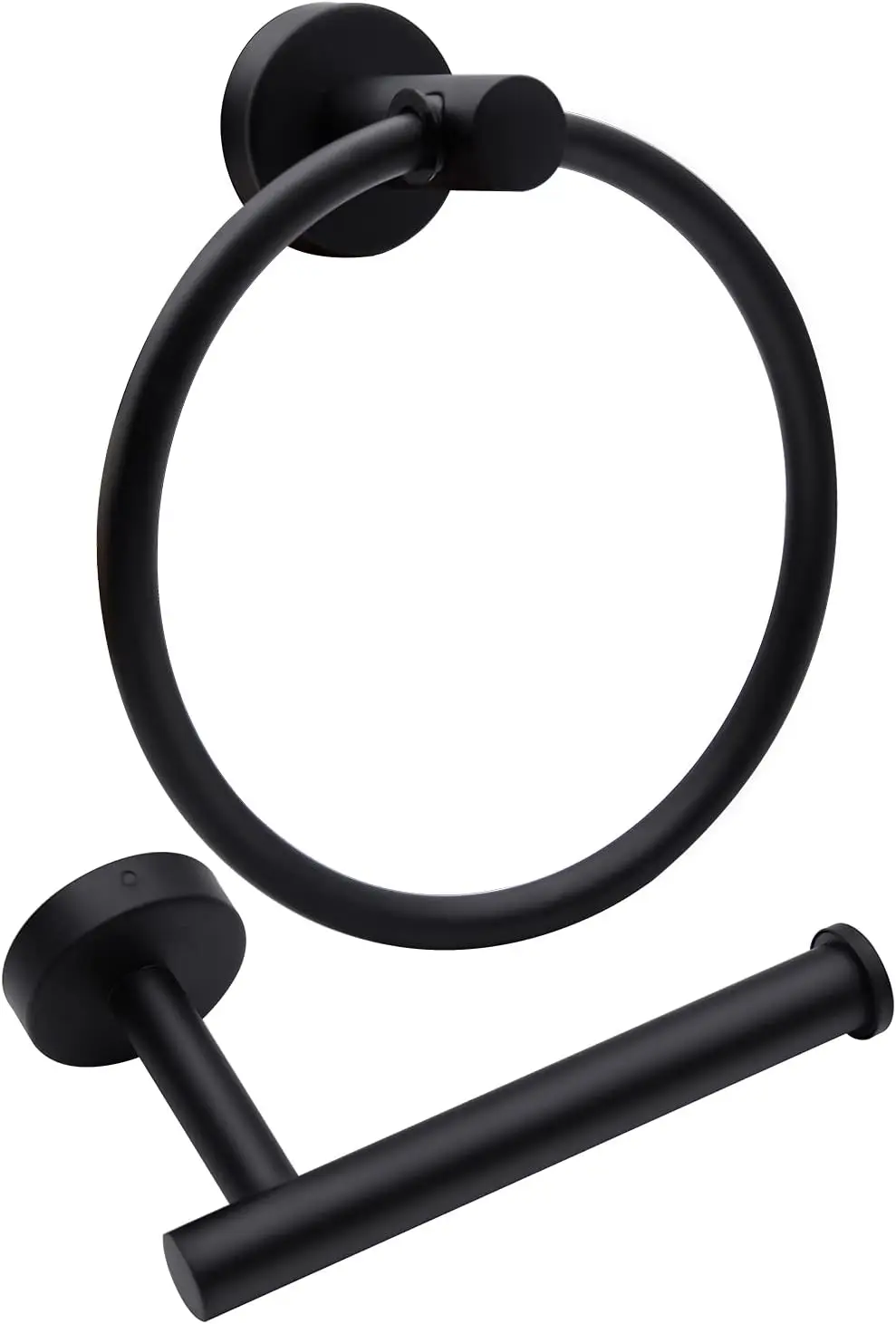 2-Piece Matte Black Toilet Paper Holder and Towel Ring Set, Stainless Steel Hand Towel Holder with Hardware Pack