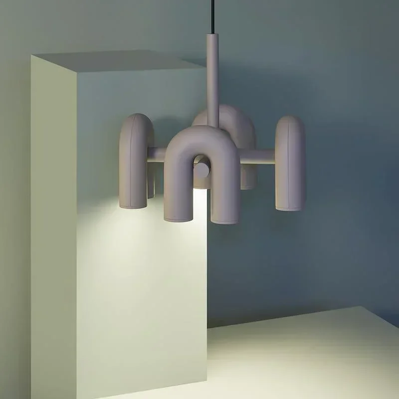 Luksusowy nowoczesny żyrandol z tworzywa sztucznego typu U do jadalni Art Decor Oświetlenie wiszące Home Indoor Designerska lampa wisząca