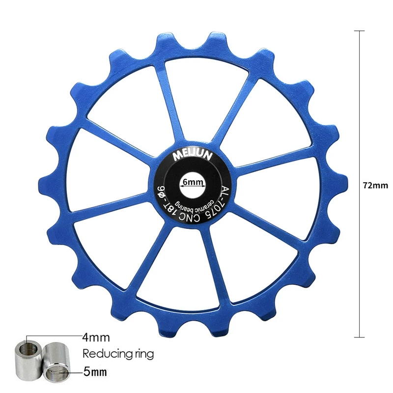 Top Deals MEIJUN 18T MTB Bicycle Rear Derailleur Jockey Wheel Ceramic Bearing Pulley Road Bike Guide Roller Idler 4Mm 5Mm 6Mm