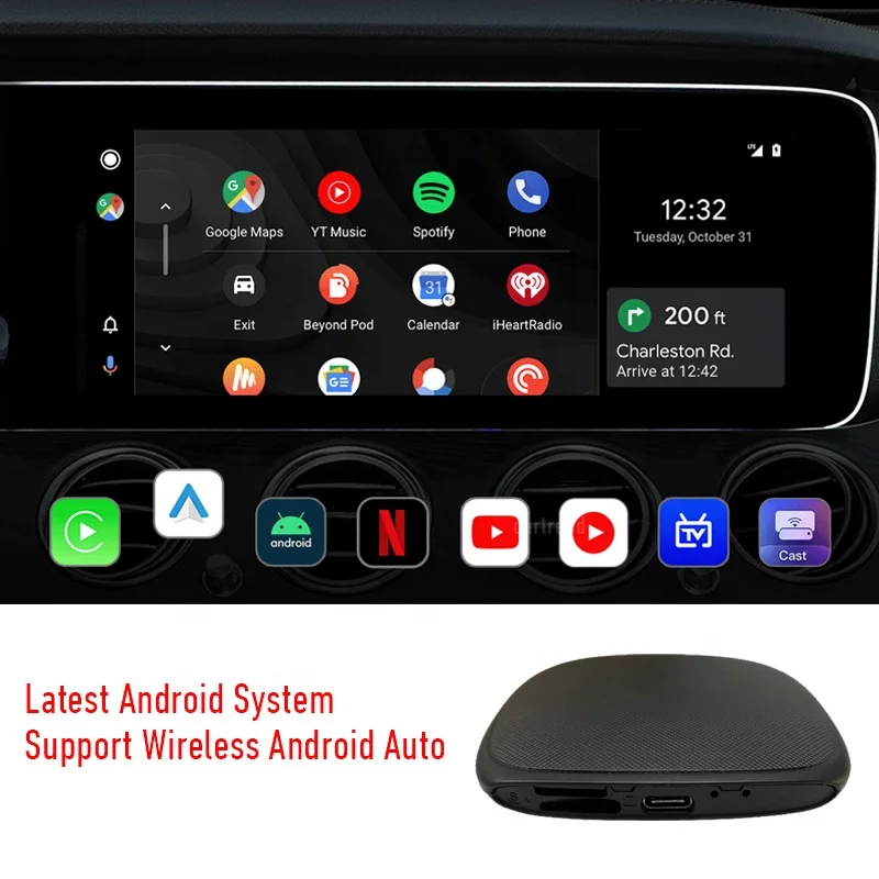 Qualcomm 8 Core CarPlay Ai Dongle Wireless Android Box for Car Factory OEM Wired CarPlay Multimedia Screen Applepie Mini Adapter