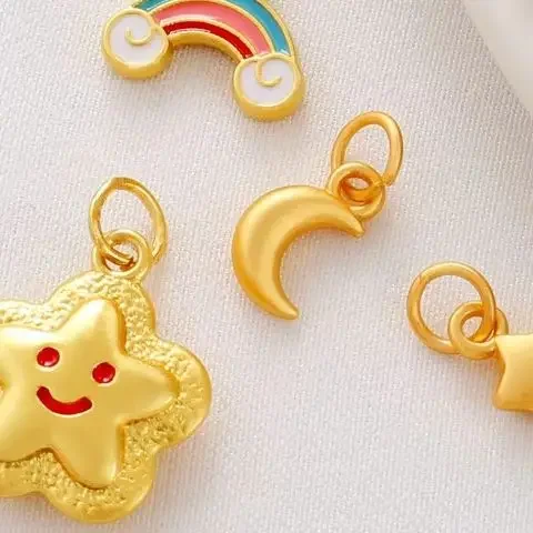 

18-каратное золото, бесшумная звезда, луна, радуга, кулон, ювелирные изделия, аксессуары «сделай сам», для браслета, ожерелья, сережек