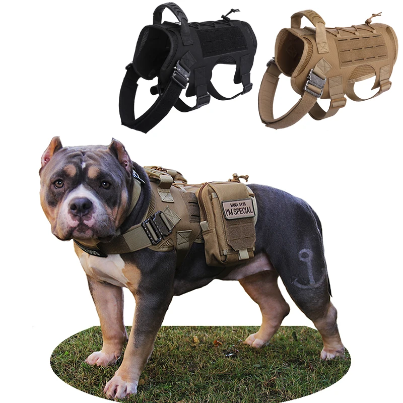 Nylon Harness For Large Dogs Military Tactical Dog Harness Vest For Walking Hunting German Shepherd Doberman Molle Training Vest