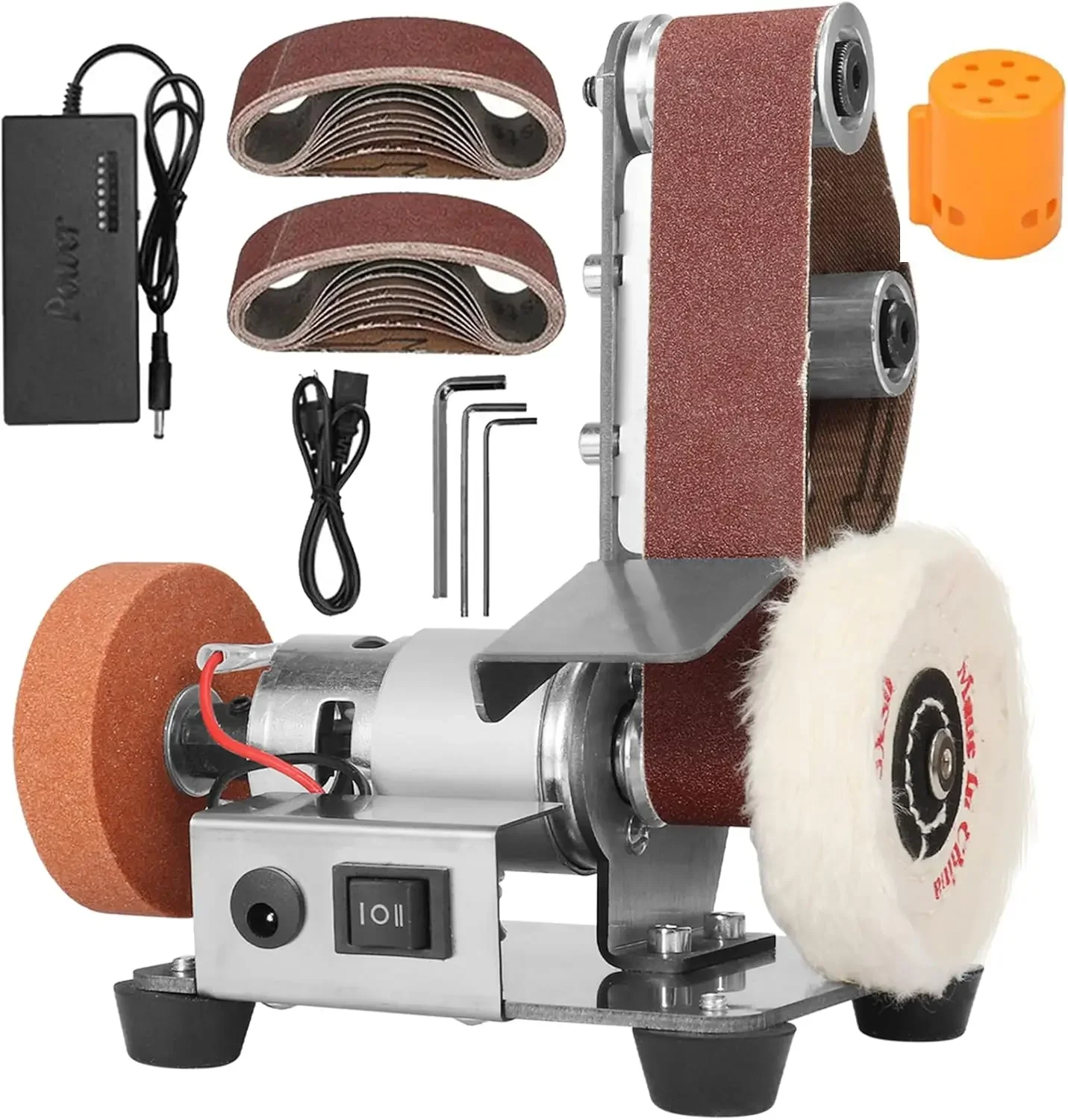 

3-In-1 Mini Belt Sander - Adjustable Speed Electric Grinding Sanding Machine, Handcraft System Bench Grinder Polisher Buffer