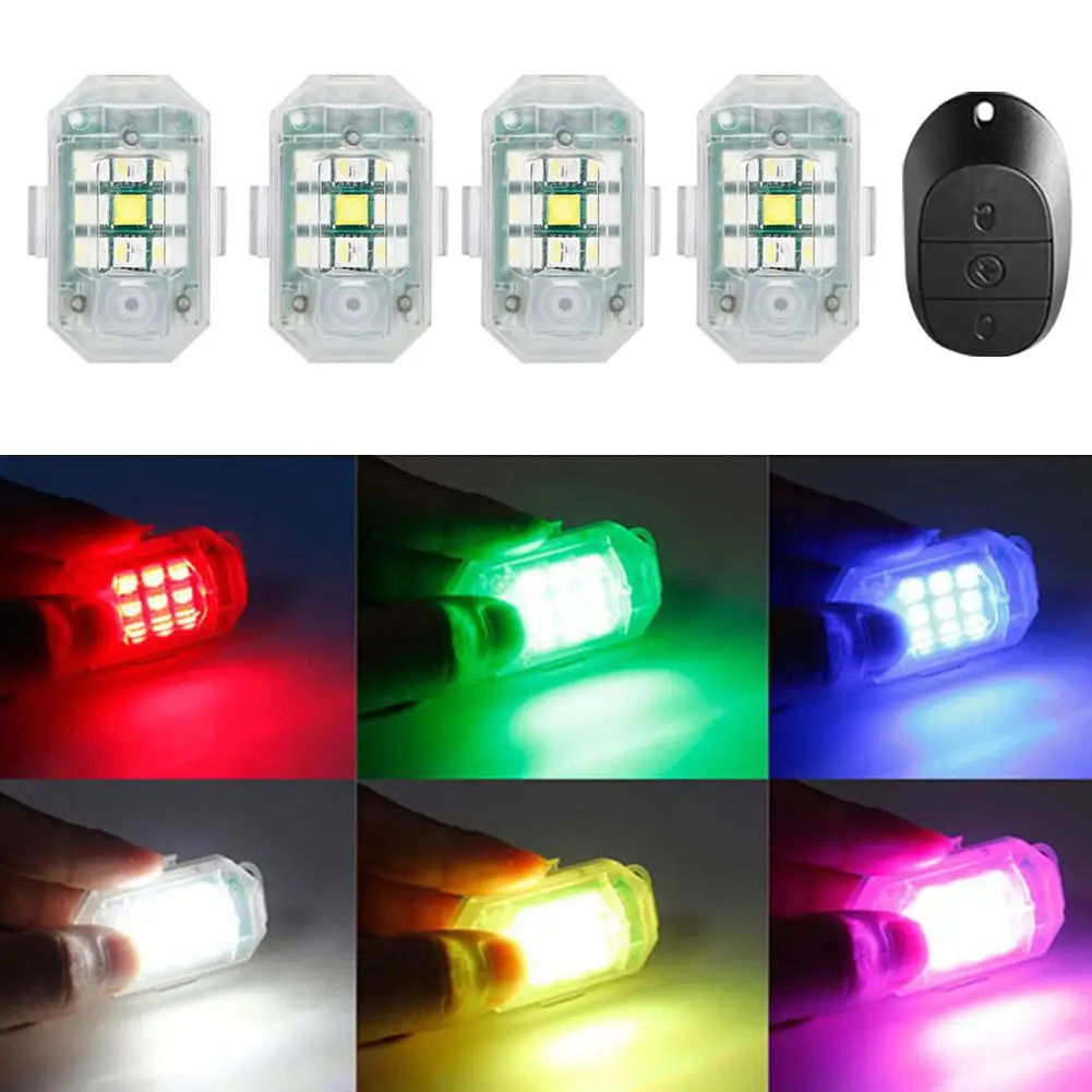 Motorcycle Wireless LED Strobe Light Remote Control Aircraft Light Navigation Warning Light Indicator For Car Bicycle Drone J2L8