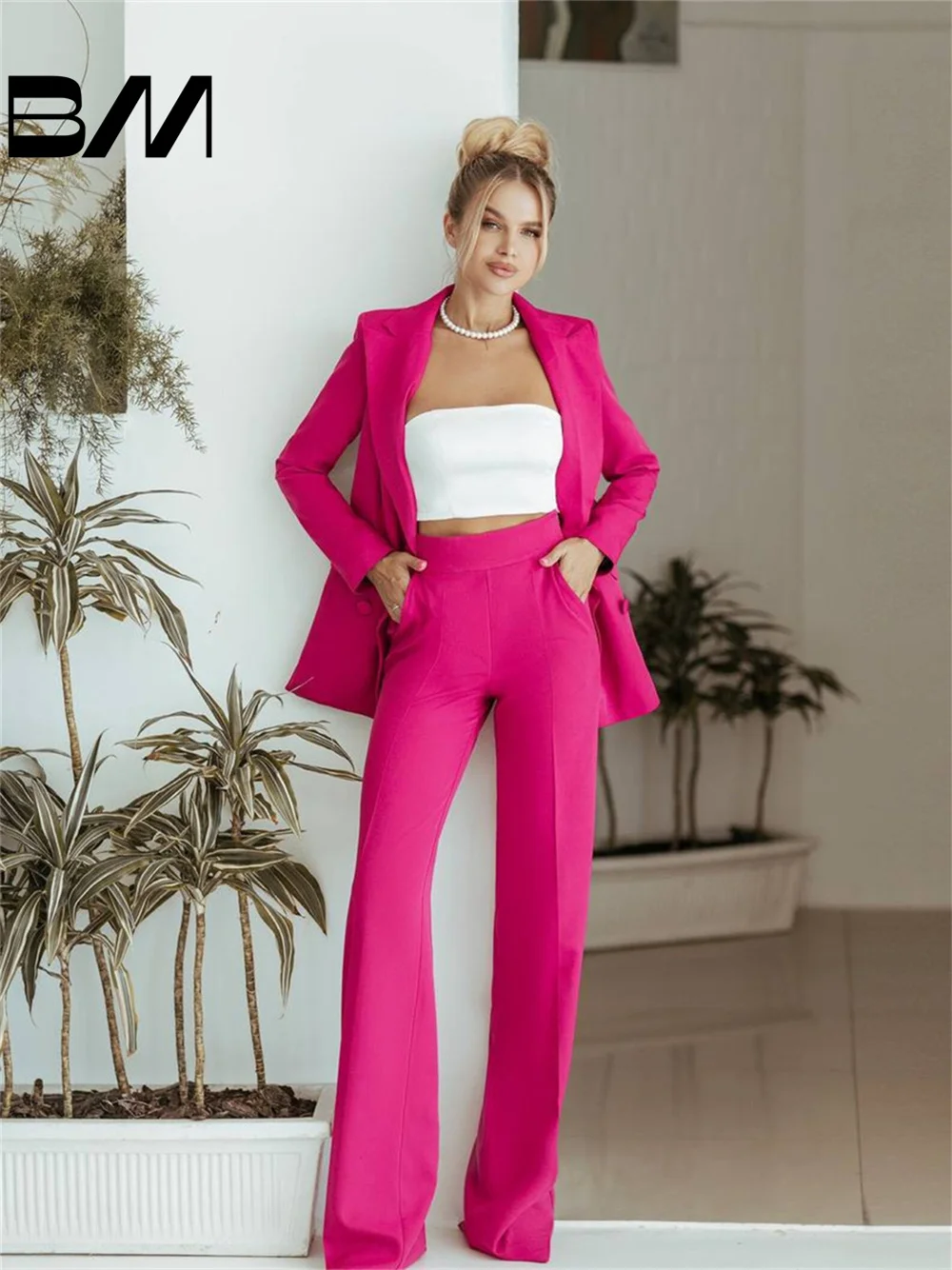 Fashionable Formal Suit for Women, Suit with Jacket and Pants, Classic Monochrome Suit, Wedding Dress, 2-Piece Set, Customized