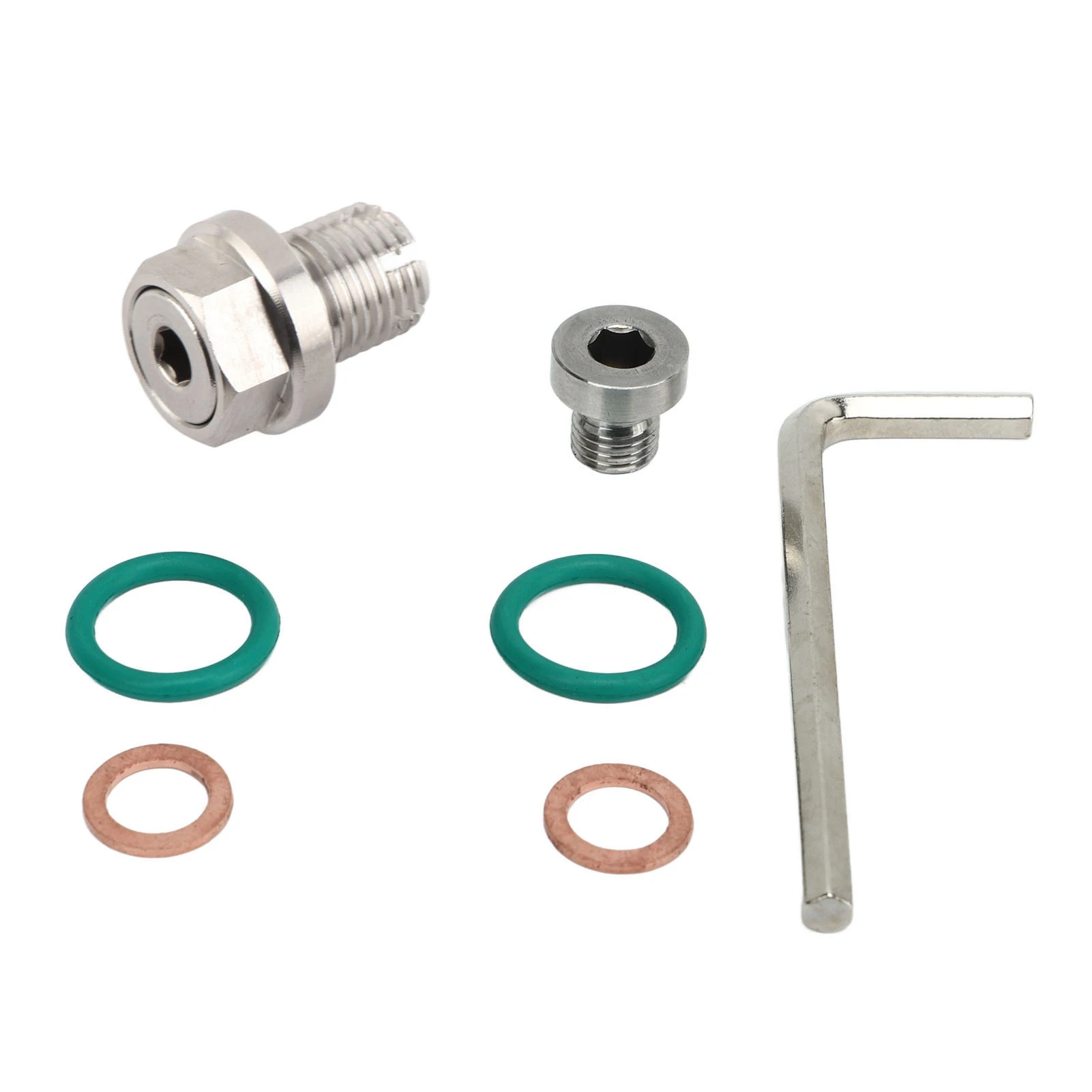 피기백 드레인 플러그 스테인레스 스틸 셀프 태핑 오일 팬 스레드 수리 키트(육각 렌치 O 링 가스켓 M14.1-1.5x15mm 포함)