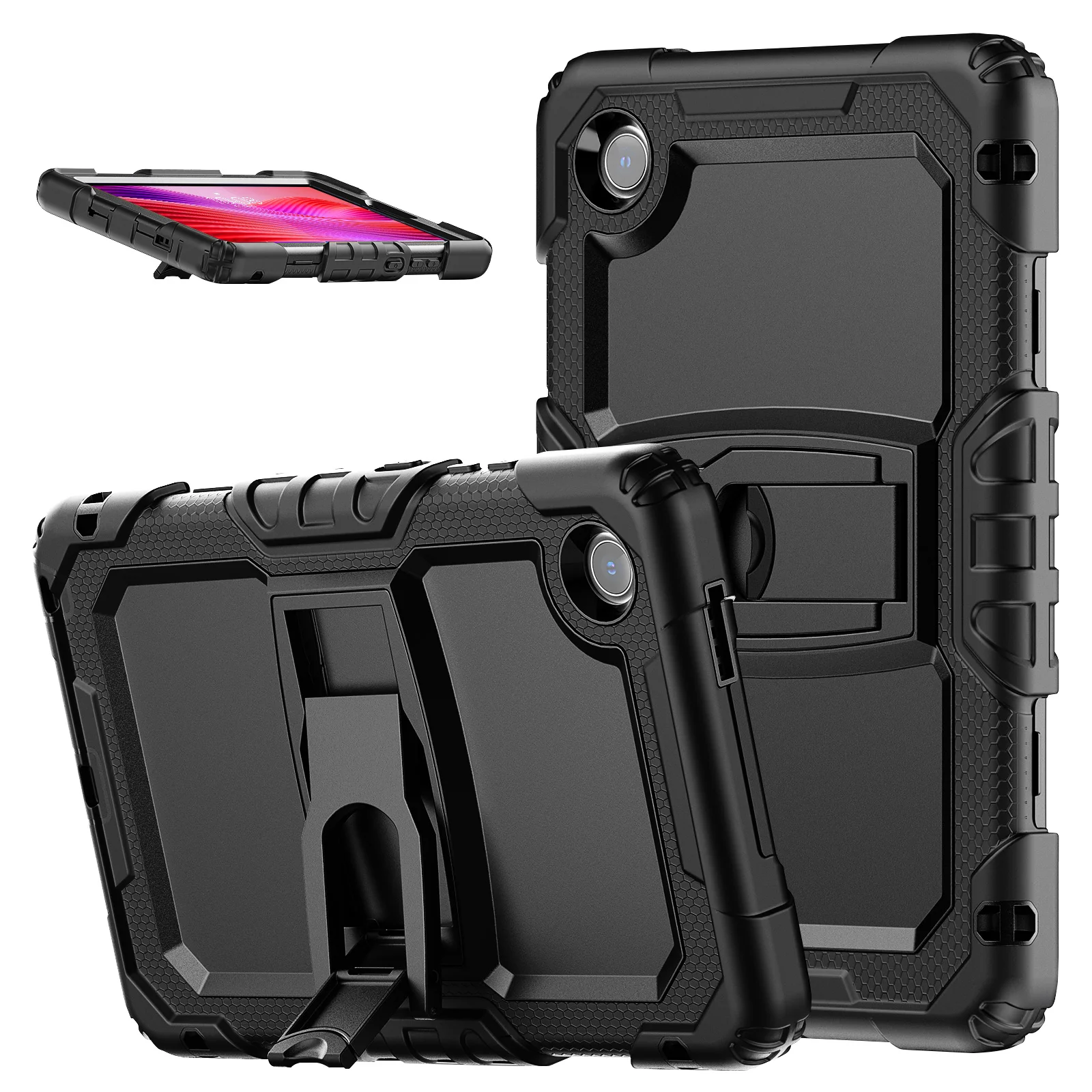 For Lenovo Tab K9 Tab One 8.7 Inch 2025 Kids Armor Case with Hand Strap 360 Rotation Handle Stand Shockproof Rugged Tablet Cover