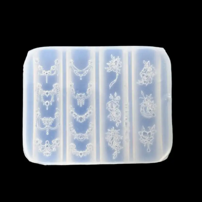 Transformeer uw nagels met 3D siliconen mal reliëf snijwerk bloemketting ontwerp, transparant doe-het-zelf manicure kunst decoratie sjabloon