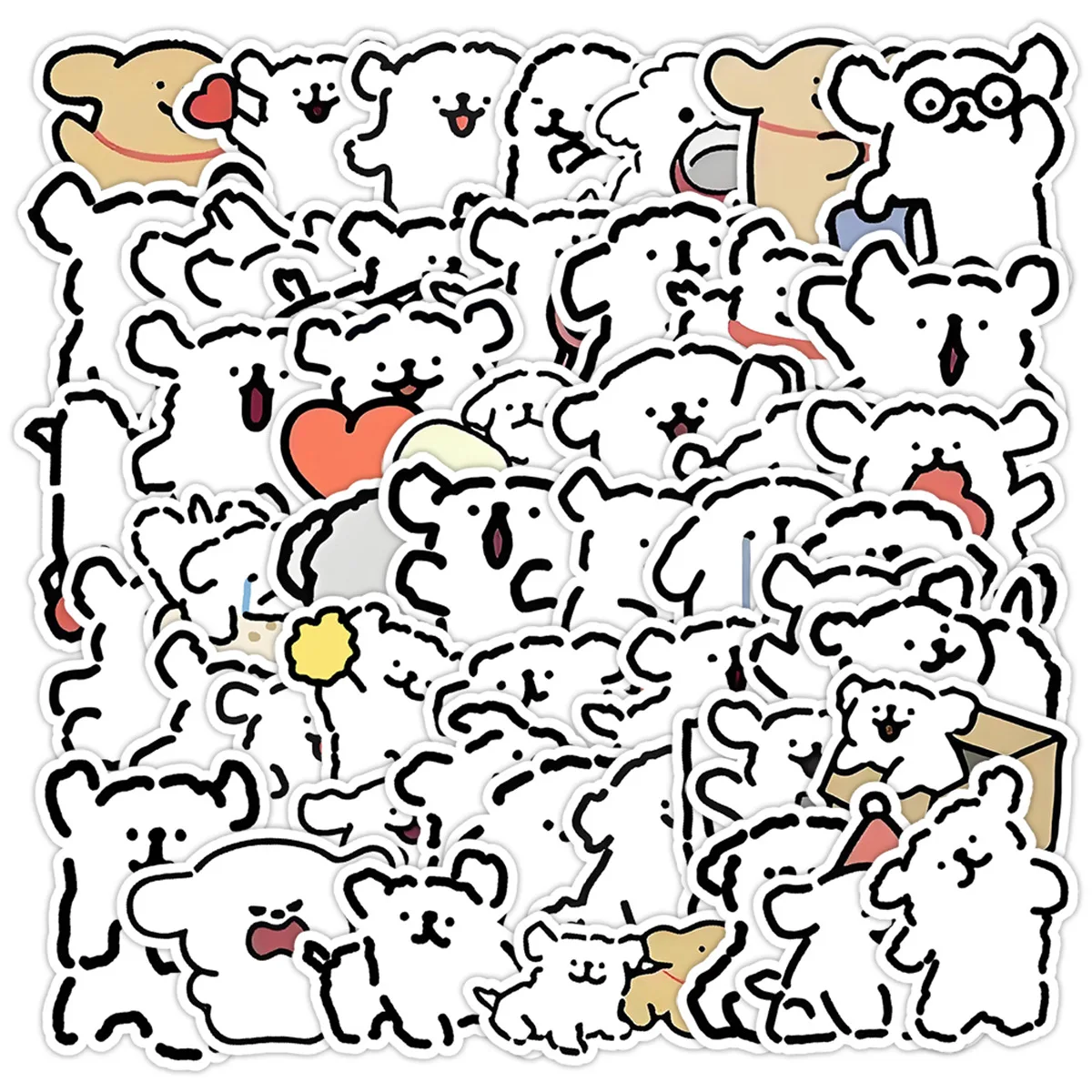 50PCS Line Dog Cartoon Stickers Cute Maltese Golden Retriever Decals Fridge Luggage Laptop Guitar Car Bike Decoration Toys