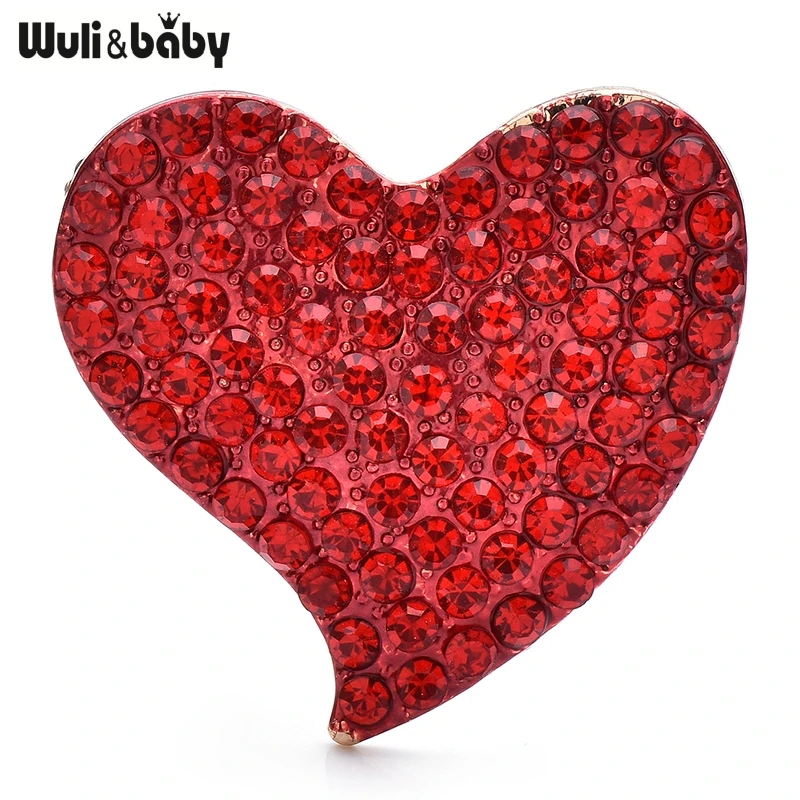 

Wuli&baby Full Red Rhinestone Peach Heart Women Brooch Pins Jewelry Gift Cute Badge for Bag and Cloth Accessory