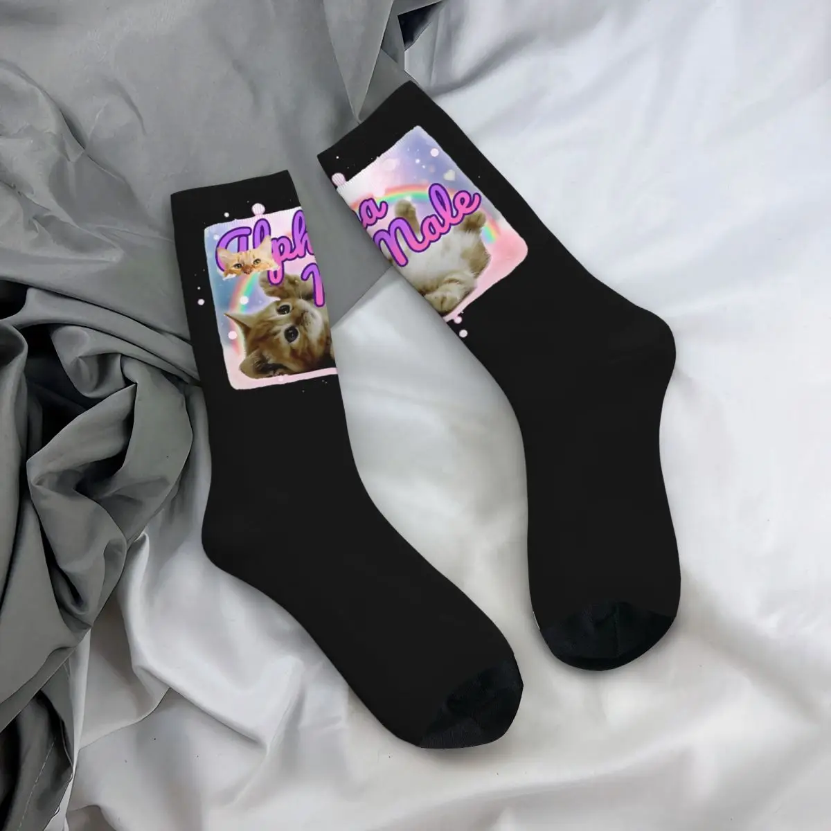 Alphas Male Kitten Socks Novelty Stockings Men Warm Soft Skateboard Socks Autumn Pattern Non Slip Socks