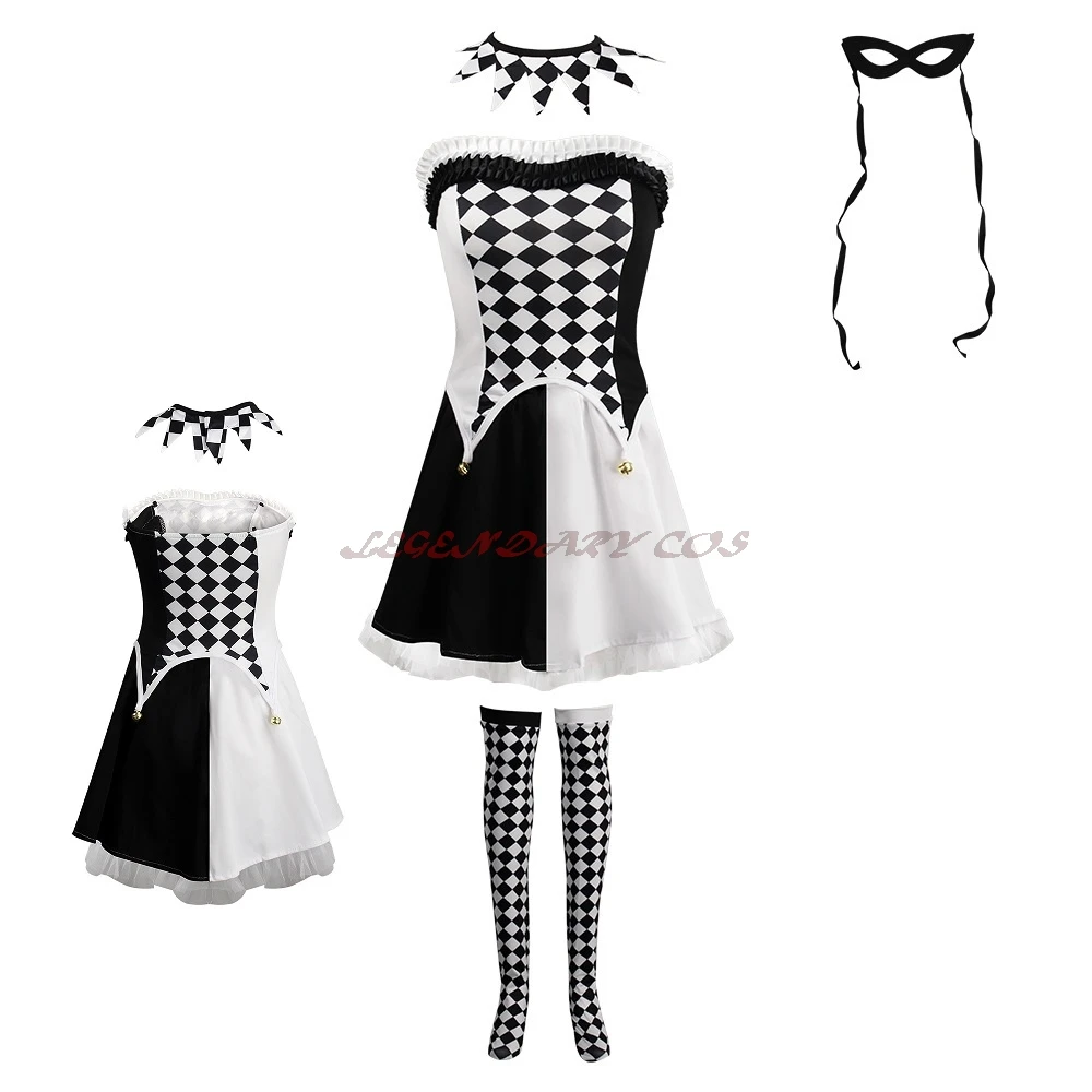 Disfraz de Drag Queen, Payaso Vampiro, Harley, Disfraz de Cosplay para Mujer, Halloween, Carnaval, Ropa de Payaso para Mujer