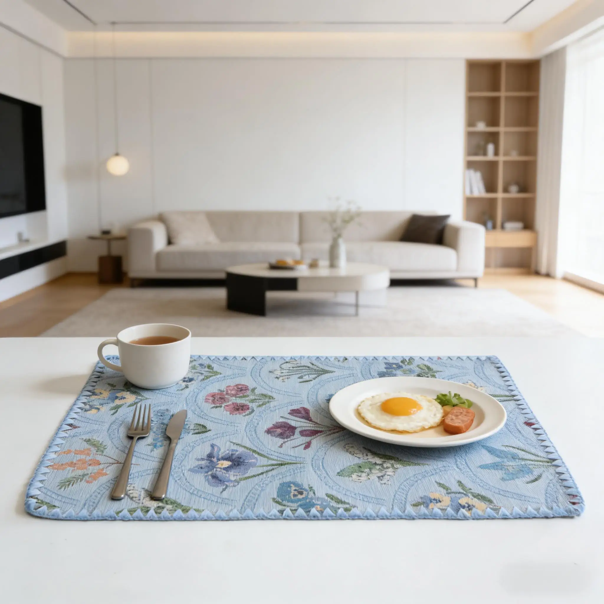 Farmhouse Style Reusable Placemats for Dining Table Cotton Linen Placemats for Kitchen Tabletop Cotton Table mats 12 x 18 Inch