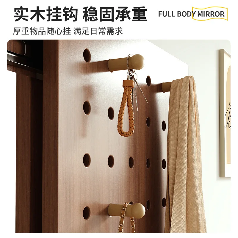 مرآة تزيين ذات فتحة من الخشب الصلب، مرآة مخفية لكامل الجسم، يمكن إغلاقها وسحب المنزل، ومدخل حائط مثبت على الحائط #4