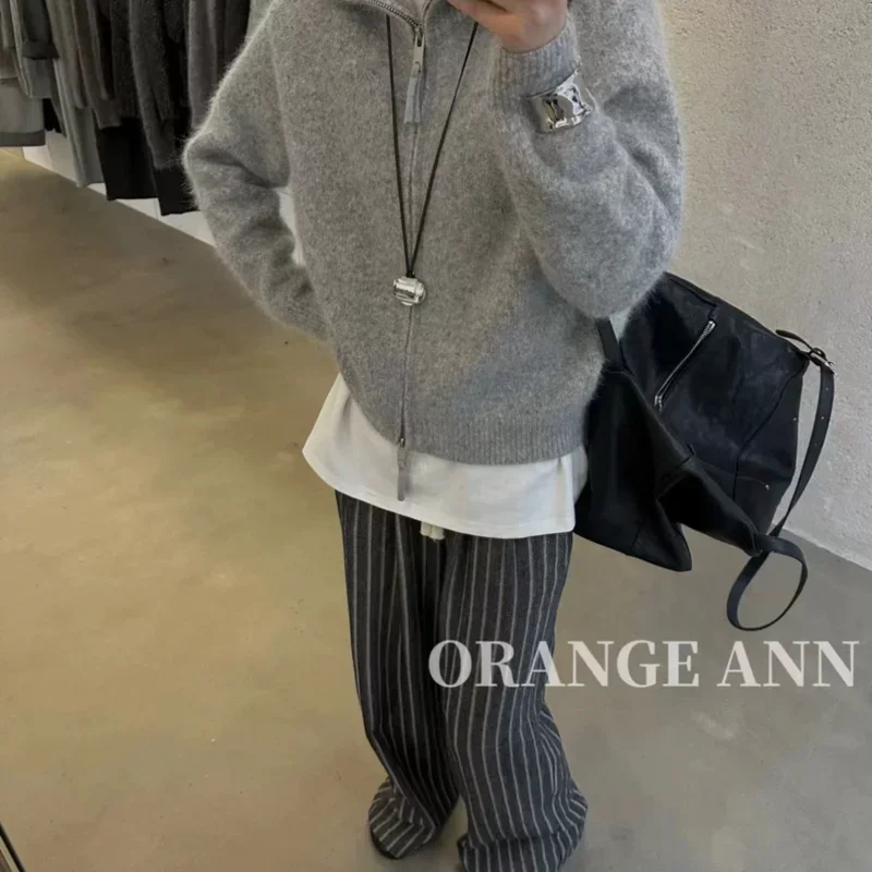 Korean Fashion Sweater Jacket Women Autumn Winter Turtleneck Knitwear Coat Casual Warm Soft Zippers Cashmere Jumper
