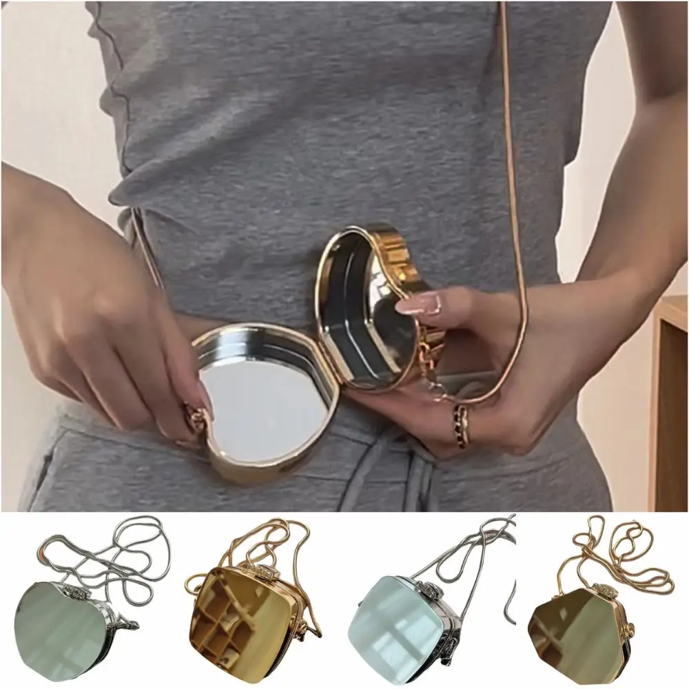 Creative Gold Silver Evening Bag Metal Chain Mirror Surface Mini Bag Multi-shape Photo Props Mini Crossbody Bag Fashion Occasion