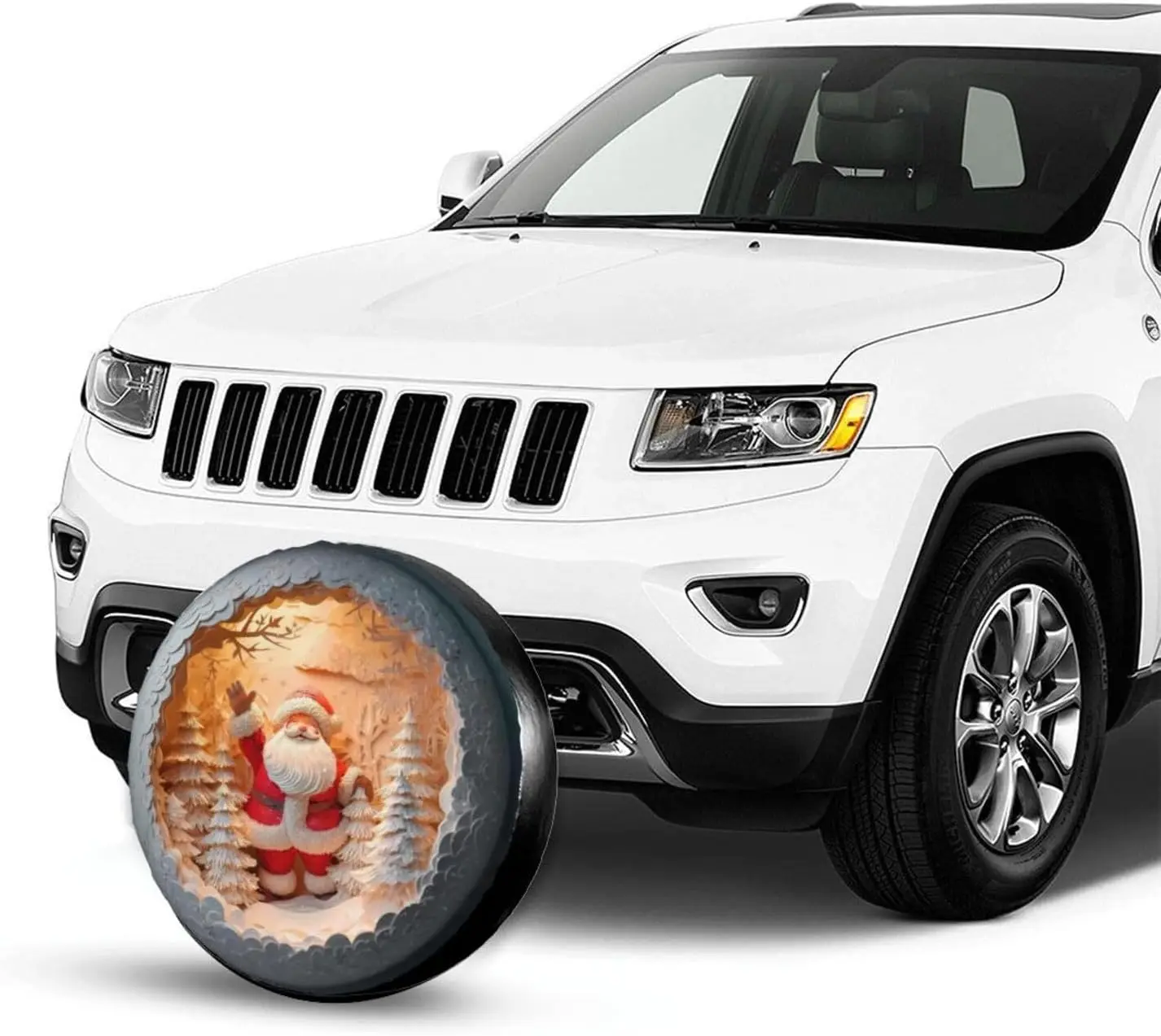 غطاء إطار احتياطي لعيد الميلاد سانتا كلوز، واقيات العجلات، أغطية حماية من الشمس مقاومة للعوامل الجوية، عالمية لشاحنات الدفع الرباعي #4