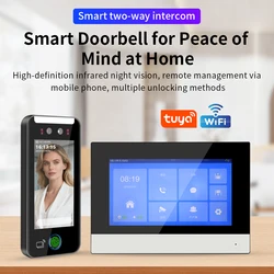 5inch Biometric Face Recognition Access Control System TUYA Wifi Unlock AI Face Recognition Video Intercom Smart Doorbell Villa
