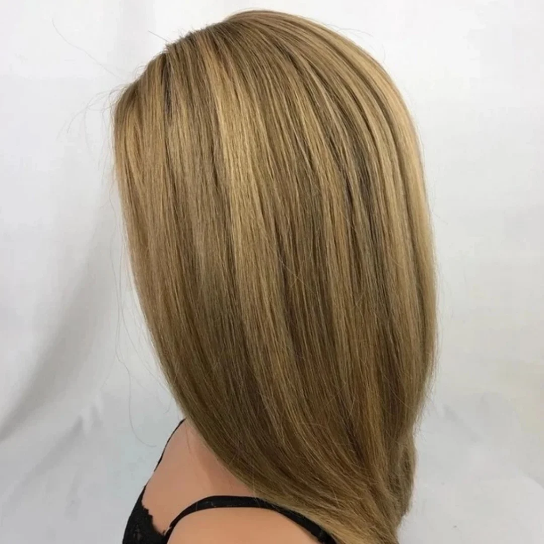 

Эластичный карамельно-коричневый синтетический парик с кружевным верхом для женщин, модный натуральный прямой предварительно выщипанный брюнетка из волокна, использование для косплея