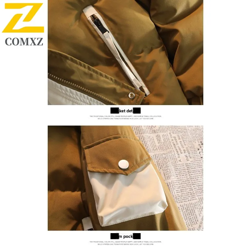 COMXZ 2025 جديد الرجال وهمية قطعتين سترة قطن شتاء دافئ سميكة مقنعين يندبروف تكتيكات رياضية خارجية غير رسمية ملابس خارجية #6