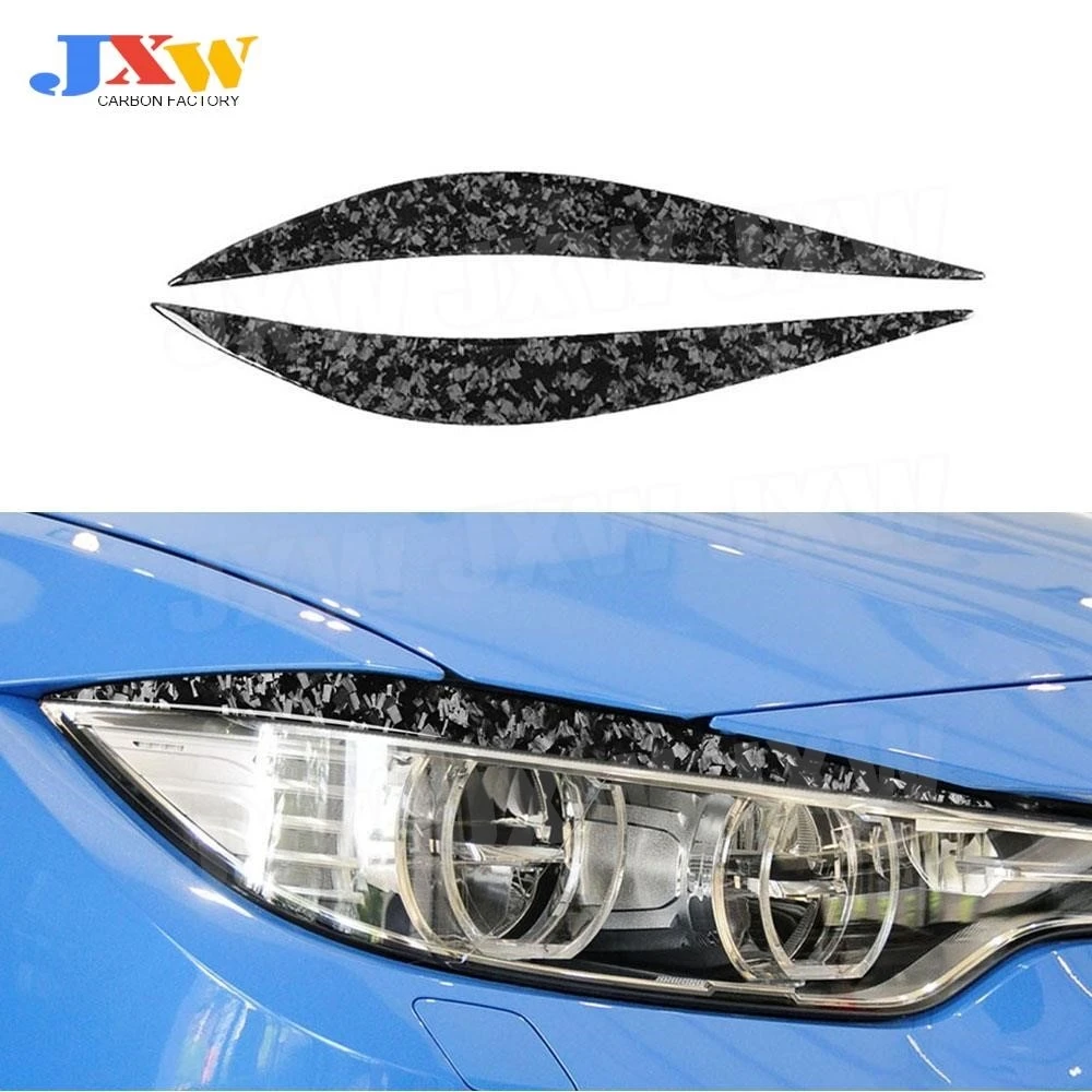 Front Lamp Eyebrow Headlight Covers Carbon Fiber for BMW 4 Series F32 F33 F36 F80 M3 F82 F83 M4 2012-2017 2PCS Car Lamp Eyelids