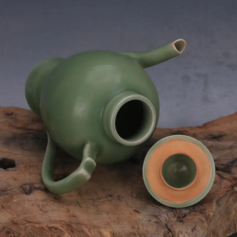 Song Dynasty Longquan Celadon Dragon Handle Conical Ewer Wine Pot Handmade Ceramic Collectible