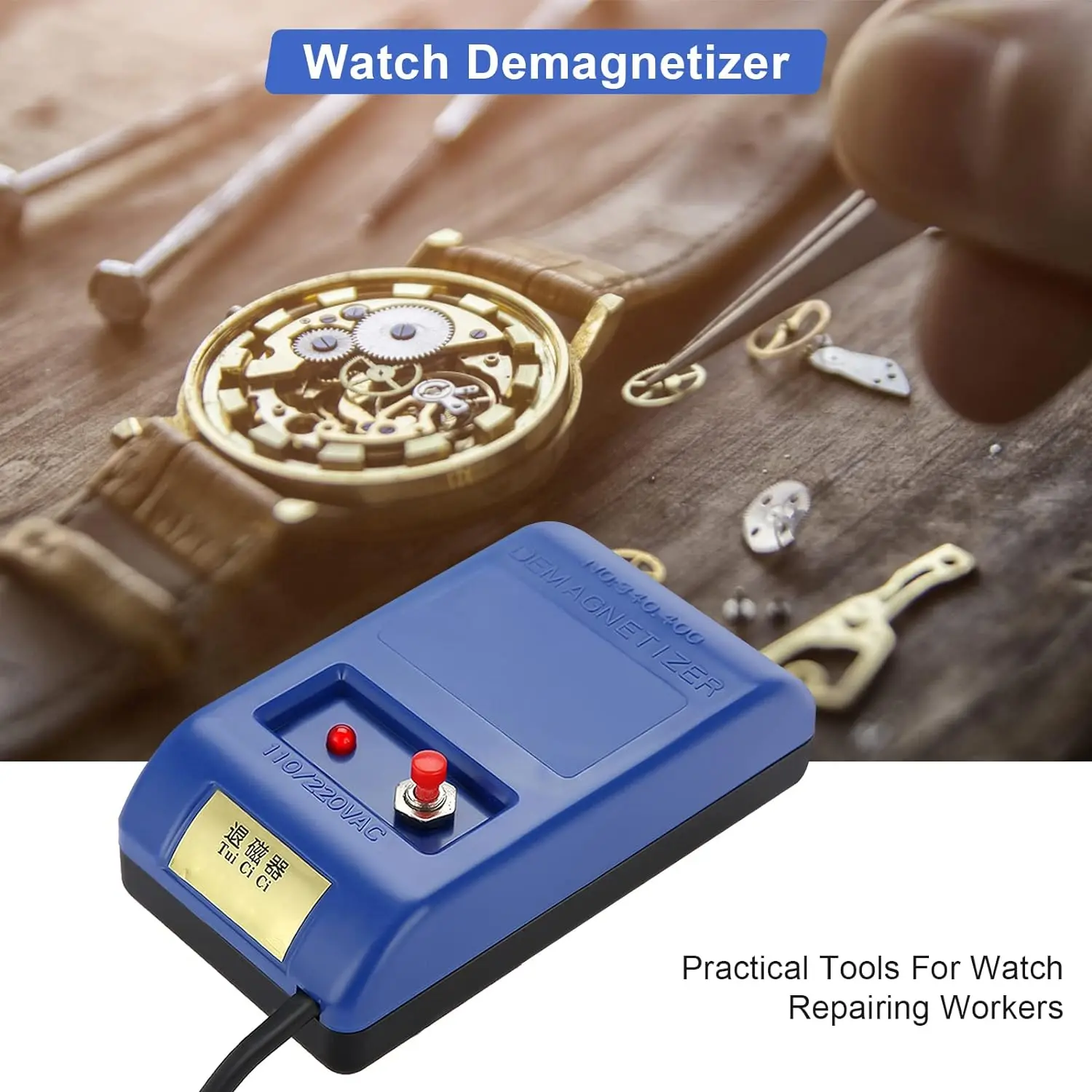 Demagnetizer Watch Repair Screwdriver Tweezers Electrical Demagnetise Degausser Tools EU Plug 220V Electrical Tools