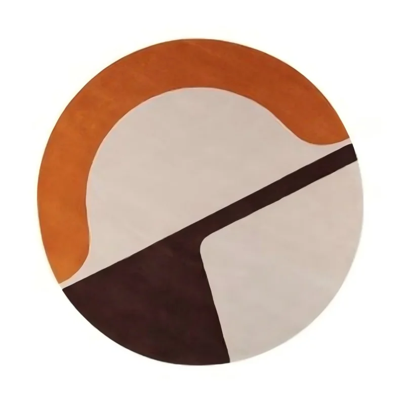 Contemporary Color Block Round Rug Mid Century Abstract Circular Floor Carpet