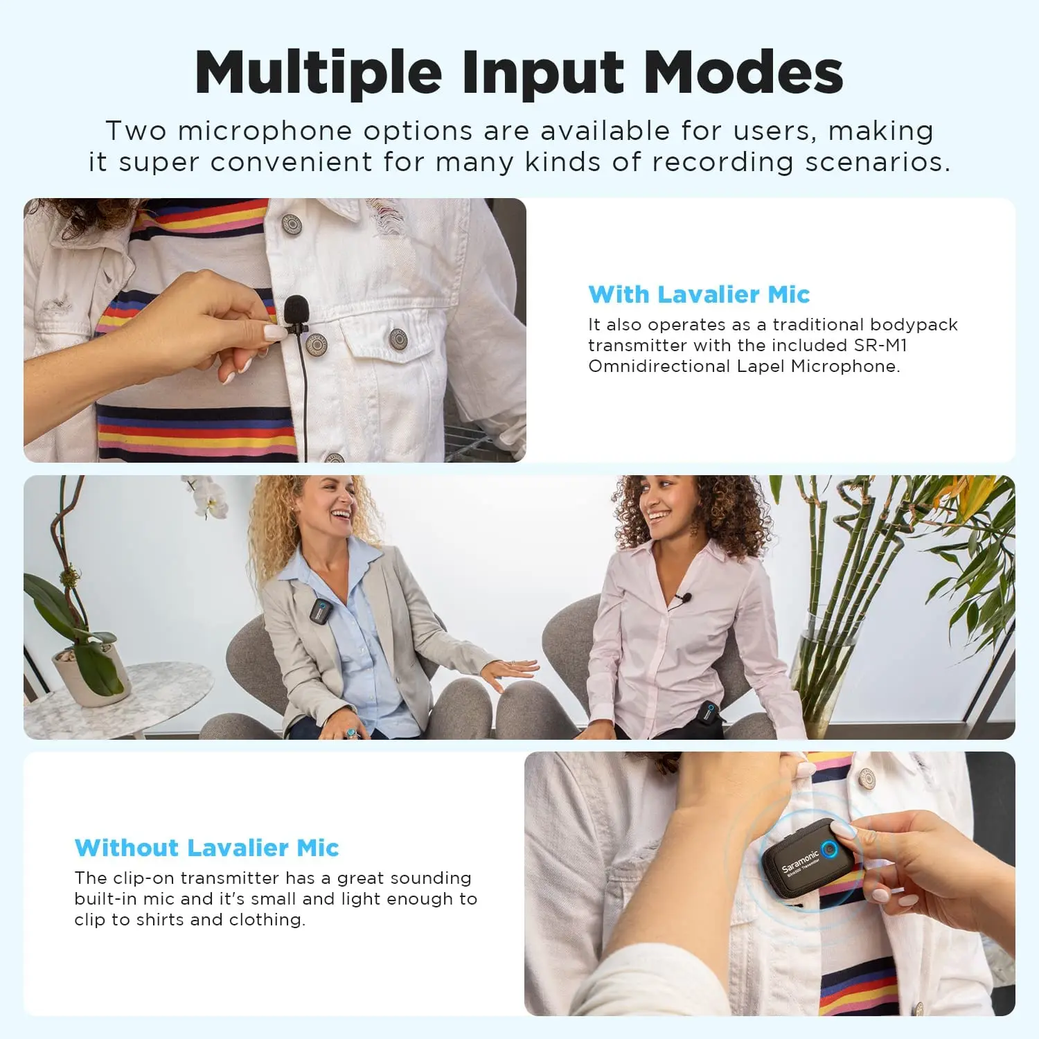 Saramonic Blink500 Microfone de lapela sem fio para iPhone Android PC Computador Smartphone DSLR Streaming Gravação de Youtube