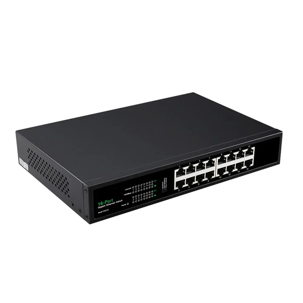 Коммутатор Poe Ethernet 16-портовая сеть Порты 10/100 Мбит/с Ieee 802.3 Af Беспроводной сетевой коммутатор Uplink