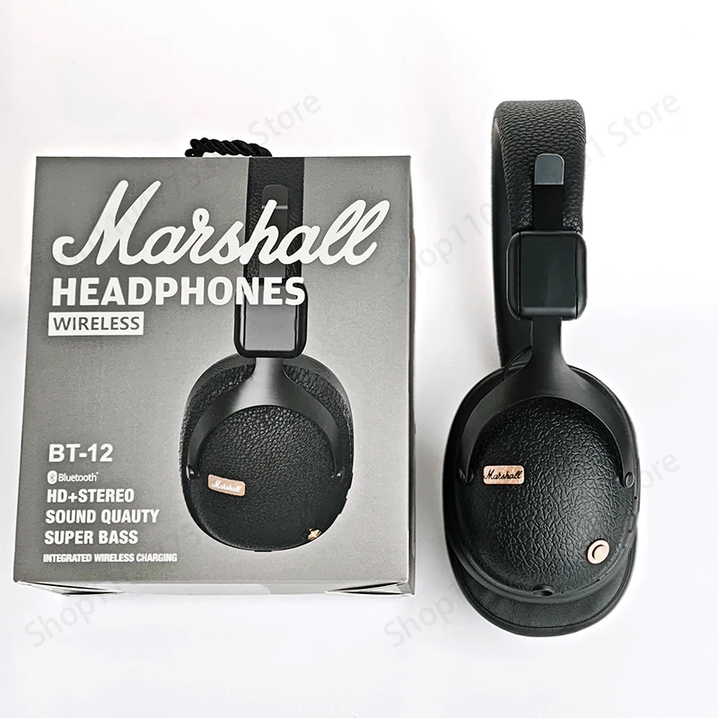 MARSHALL BT12 Wireless Headphones, Active Noise Cancellation, Hi-Fi Audio, Comfort Fit, waterproof Bluetooth Retro Music Headset