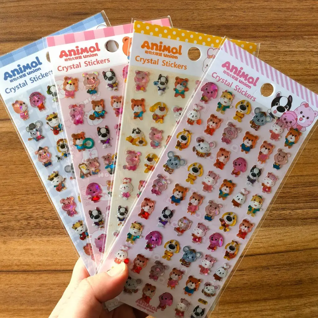 4 Sheets Mini Animal Crystal Stickers - Cute Tiny Pet Decals for DIY Crafts, Planners & Scrapbooking AnimeWorlds Store