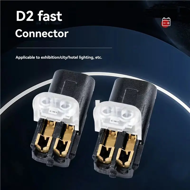 DT17 200PC 2Pin Way Wire Cable Snap Connectors, Electric Wire Double-Wire Plug-In Connector with Locking Buckle, 18-22AWG, 300V