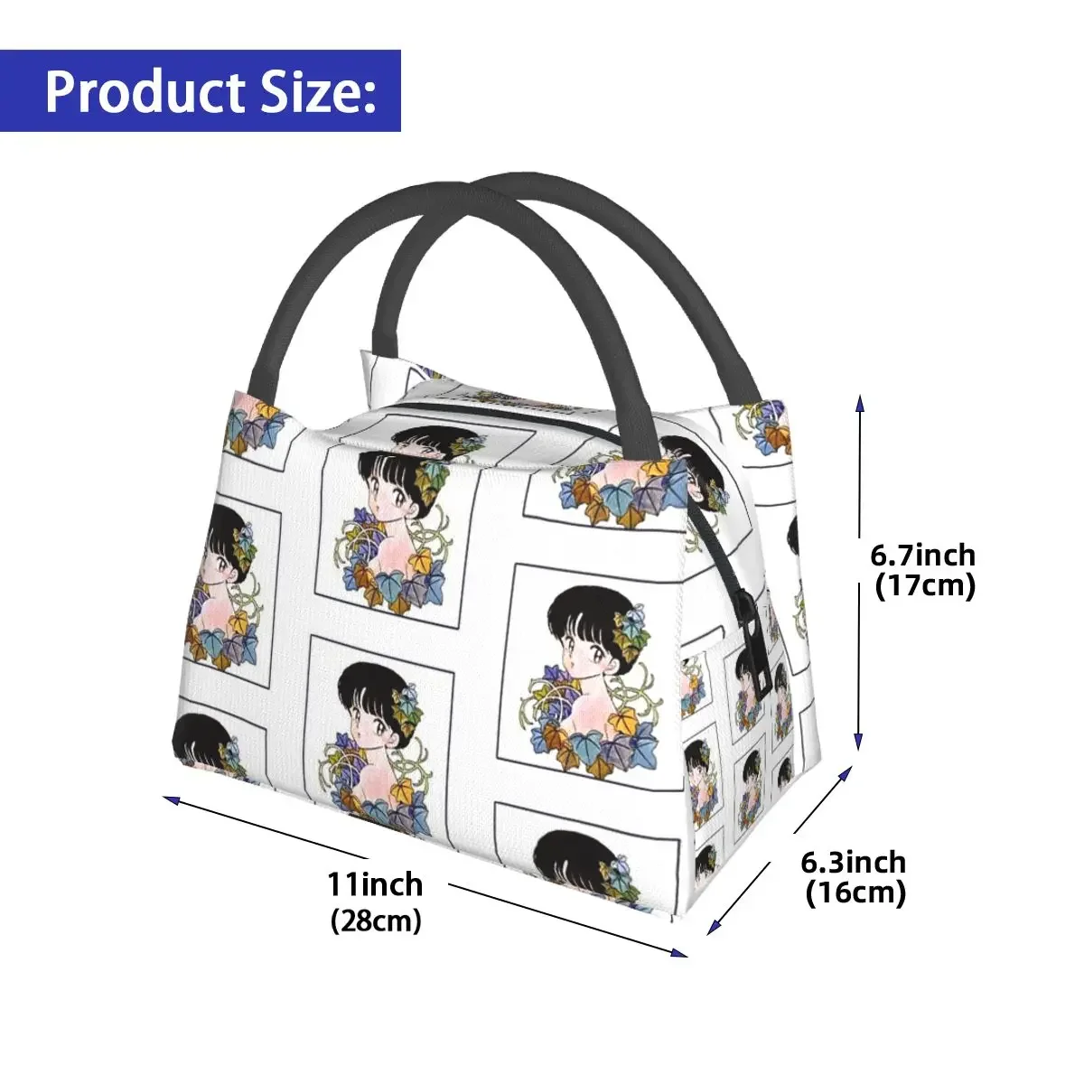 Akane Tendo com flores para mulheres e crianças, Lunch Bags Edição Especial, Bento Box Isolado, Lunch Tote Piquenique Bags, Trabalho com 12 Edição Especial