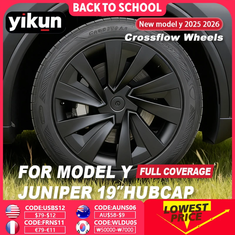 Tesla Model Y Juniper 19 인치 휠 커버 성능 교체 자동차 Hubcaps 풀 림 액세서리 2025 용 4PCS 허브 캡