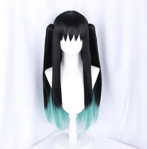 Tokitou Muichirou Wig Anime Demon Slayer Kimetsu No Yaiba Cosplay Black And Blue Gradient Long Straight Wig Men Women Heat Re