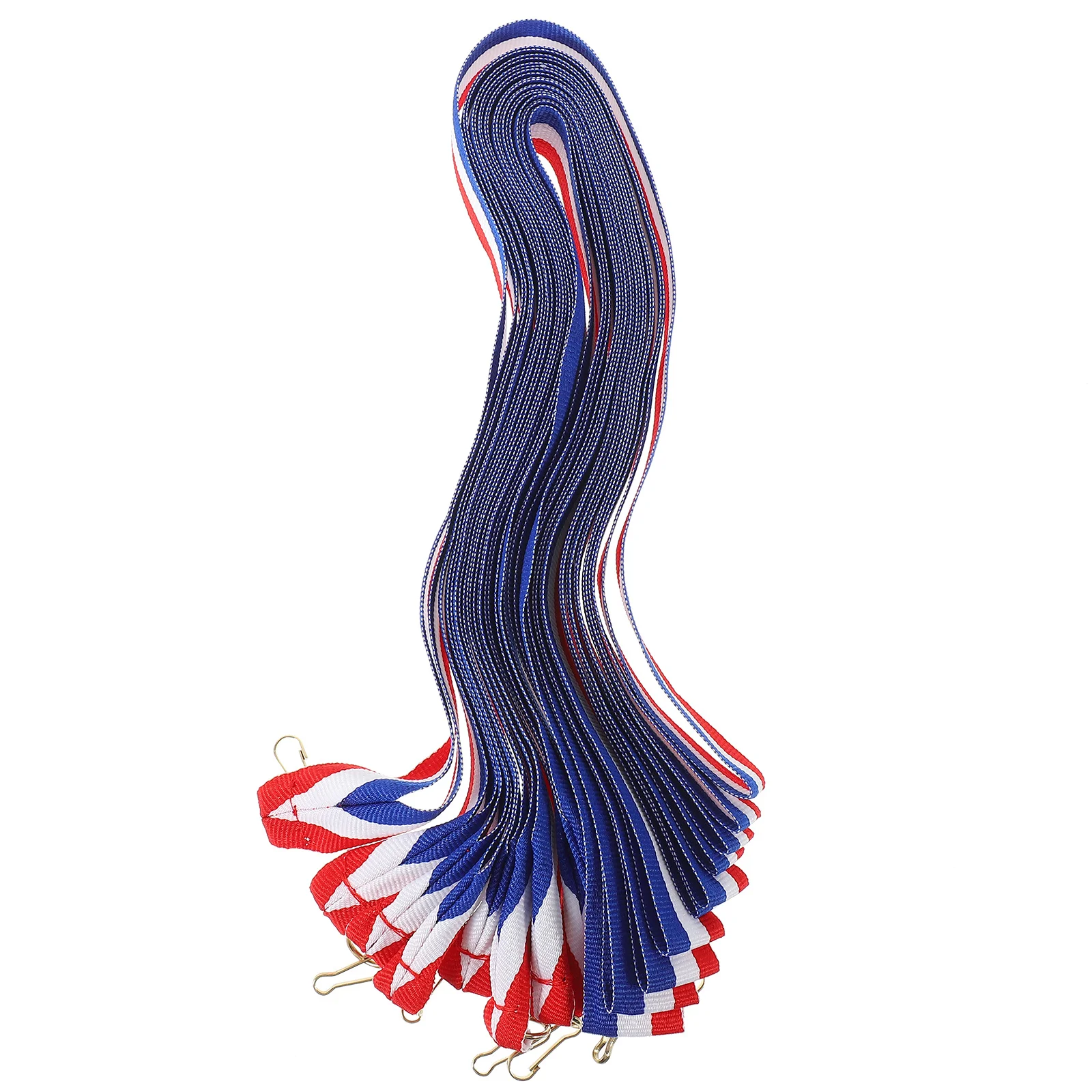 

20pcs Medal White Blue Medal Ribbon Polyester Cotton Lanyards with Clips for Sports Snap Clips Lanyard Party Events