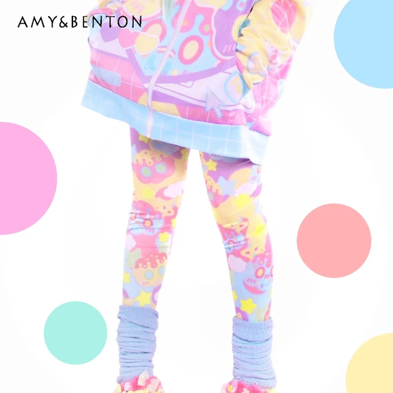 

Original Design Subculture Colorful Women's Tight Pants Japanese Autumn Sweet Cool Sexy Versatile Slimming Yoga Trousers Ladies